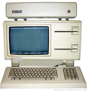 The Apple Lisa. Not the two Twiggy drives to the right. The 5 MB hard drive sits on top.