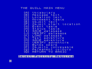 The Quill's menu system, where thousands of adventure authors spent thousands of hours