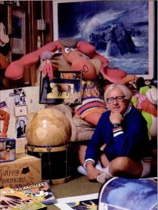 Ray Bradbury with his toys