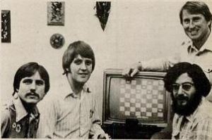 The Fantastic Four, 1980: from left, Bob Whitehead, David Crane, Larry Kaplan, and Alan Miller (standing)