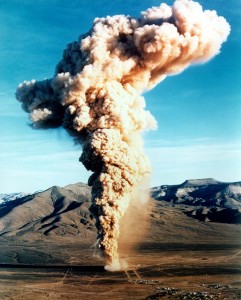 A plume of radioactive debris vents from the Baneberry shot.