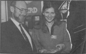 This photograph of Clive Sinclair and Anita Sinclair was used for a captioning contest by Sinclair User. "Juvenile sexist comments might sniggered over in the office but won't be printed and won't win and that's that," they announced. Good to know they're fighting the good fight.