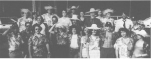 Happy days on the softball field. Of the guys wearing the ridiculous straw hats, Hollywood is the one to farthest left.