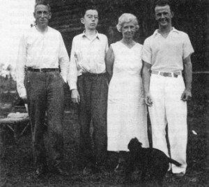 H.P. Lovecraft, left, with the young Robert Barlow and family in Florida, 1935.