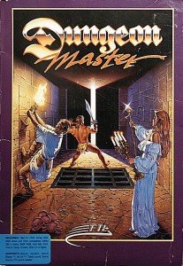 David Darrow's Dungeon Master cover art became one of the most iconic of the 1980s. It was painted from photographics he took in his studio, with his wife playing the candelabra-holding spellcaster, Andy Jaros the thiefy character pulling on the torch, and a "really huge guy" from a local gym the barbarian fighter. It wasn't necessary to find a model for the fourth member of this party, whose bones lie neatly stacked at front left.