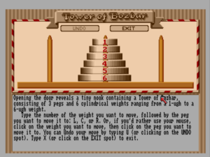 A Tower of Hanoi puzzle, one of the hoariest of Zork Zero's tired old chestnuts.