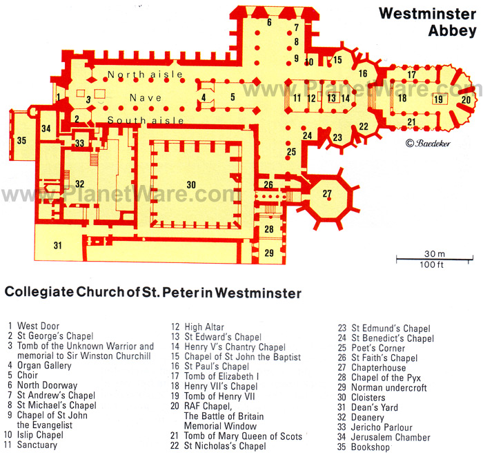 This map of the real Westminster Abbey matches up very well with...