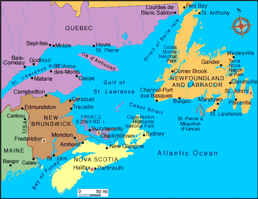 Map of Newfoundland and Cape Breton
